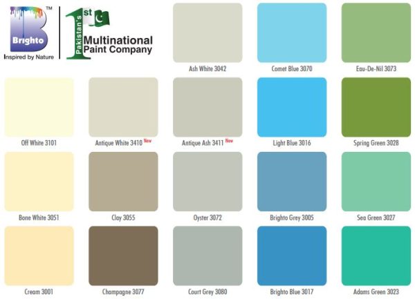 brighto enamel paint colors card
