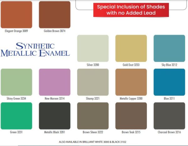 brighto metallic enamel shade card